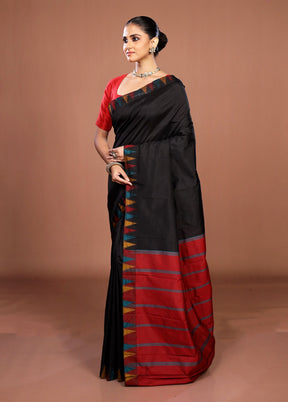 Black Kanjivaram Silk Saree With Blouse Piece