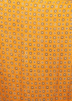 Yellow Printed Pure Silk Saree Without Blouse Piece