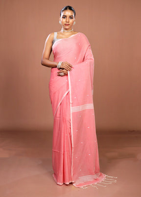 Pink Matka Silk Saree With Blouse Piece