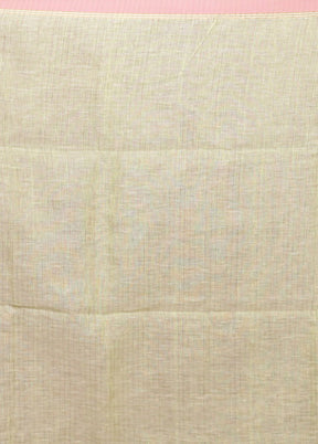 Green Handloom Linen Pure Silk Saree With Blouse Piece