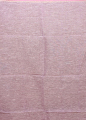 Purple Handloom Linen Pure Silk Saree With Blouse Piece