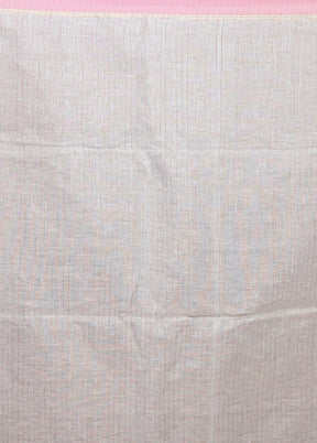 Blue Handloom Linen Pure Silk Saree With Blouse Piece