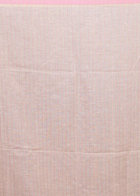 Cream Linen Silk Saree With Blouse Piece