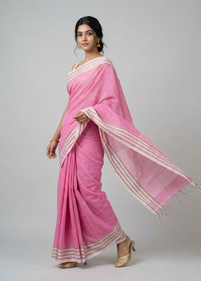 Pink Matka Silk Saree With Blouse Piece