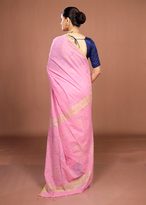 Pink Matka Silk Saree With Blouse Piece