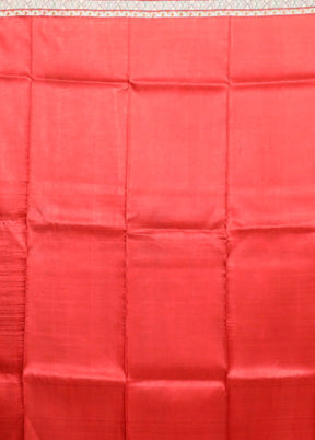 Red Printed Silk Saree Without Blouse Piece