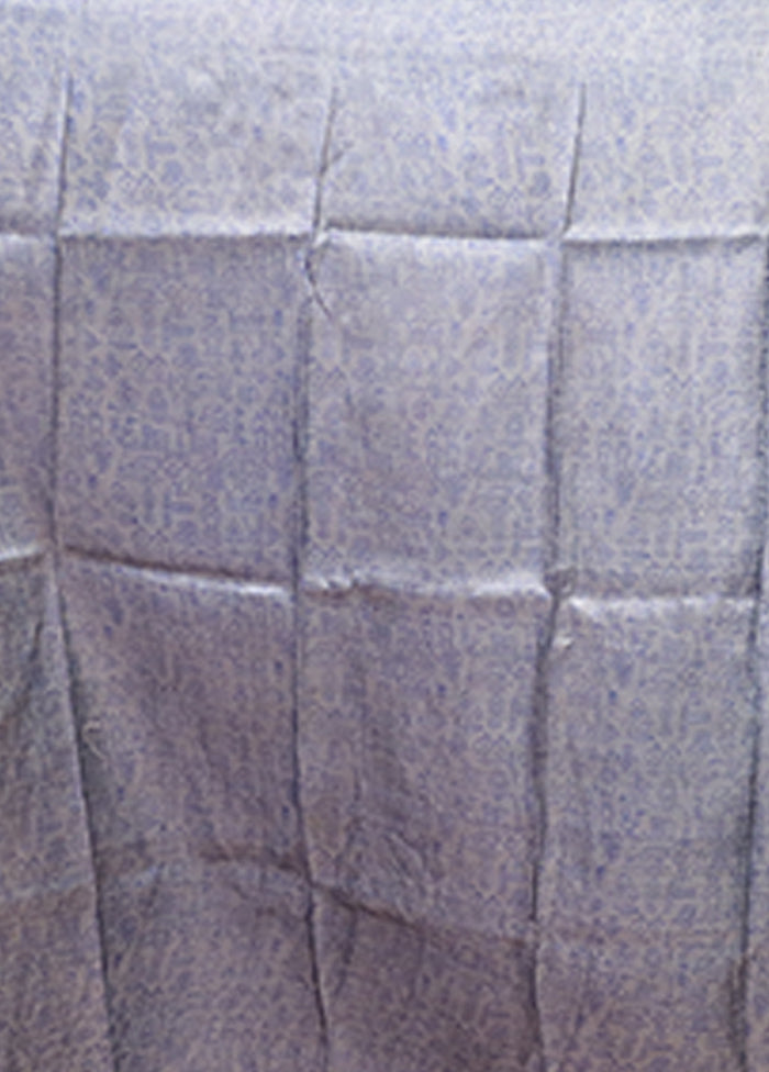Grey Printed Pure Silk Saree Without Blouse Piece