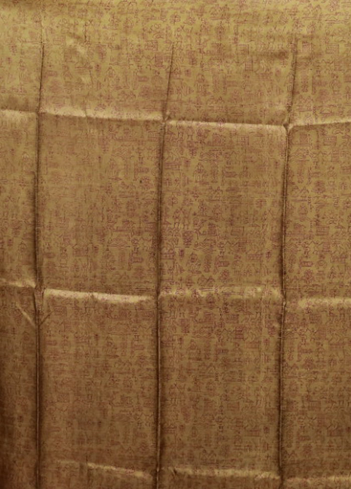 Green Printed Silk Saree Without Blouse Piece