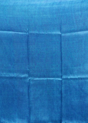 Blue Printed Silk Saree Without Blouse Piece