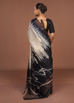 Cream Handloom Tussar Pure Silk Saree With Blouse Piece