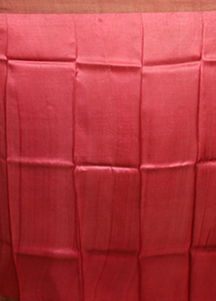 Black Handloom Tussar Pure Silk Saree With Blouse Piece