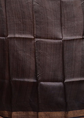 Black Handloom Tussar Pure Silk Saree With Blouse Piece