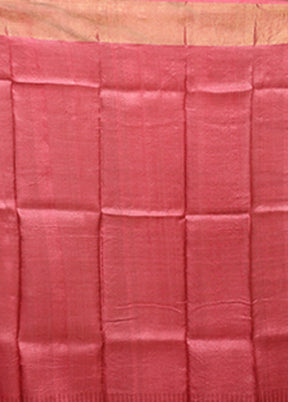 White Handloom Tussar Pure Silk Saree With Blouse Piece