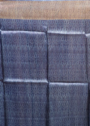 Blue Handloom Tussar Pure Silk Saree With Blouse Piece
