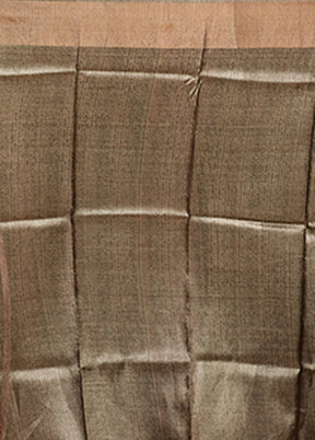 Green Handloom Tussar Pure Silk Saree With Blouse Piece