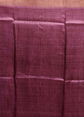 Purple Handloom Tussar Pure Silk Saree With Blouse Piece