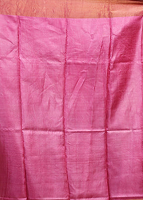 Cream Handloom Tussar Pure Silk Saree With Blouse Piece