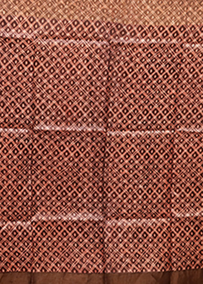 Brown Handloom Tussar Pure Silk Saree With Blouse Piece