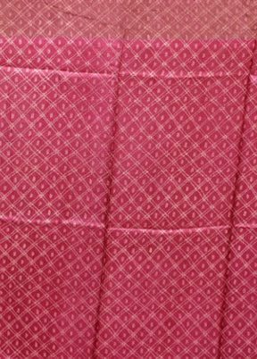 Pink Handloom Tussar Pure Silk Saree With Blouse Piece