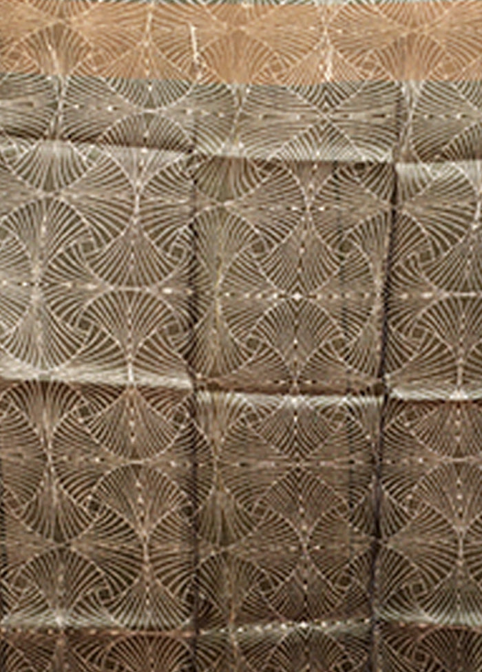 Green Handloom Tussar Pure Silk Saree With Blouse Piece