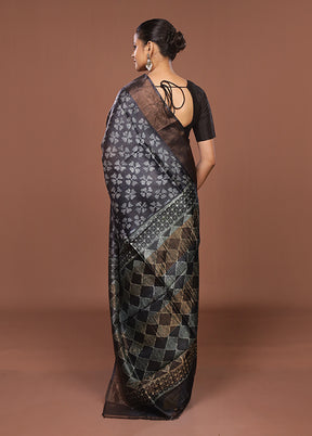 Blue Handloom Tussar Pure Silk Saree With Blouse Piece