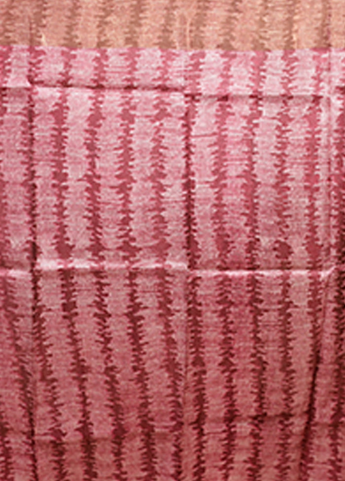 Maroon Handloom Tussar Pure Silk Saree With Blouse Piece