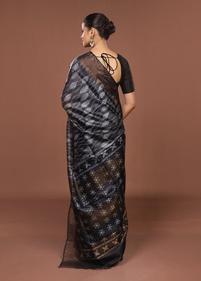 Blue Handloom Tussar Pure Silk Saree With Blouse Piece