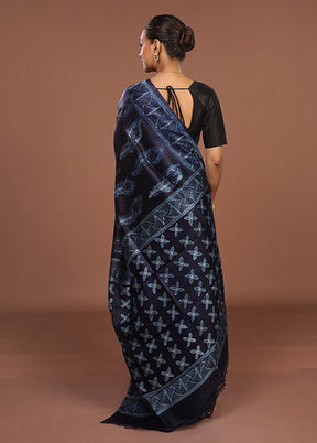 Blue Tussar Silk Saree With Blouse Piece