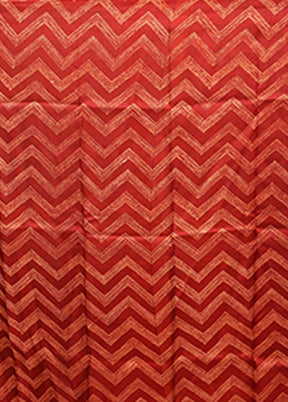 Red Tussar Silk Saree With Blouse Piece