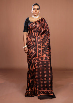 Black Tussar Silk Saree With Blouse Piece