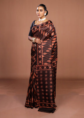 Black Tussar Silk Saree With Blouse Piece