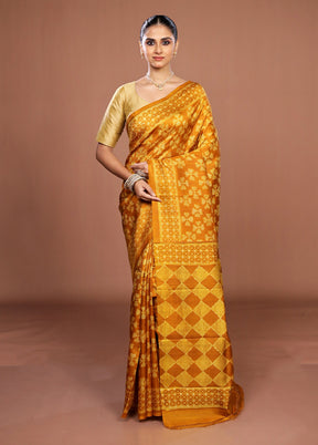 Yellow Tussar Silk Saree With Blouse Piece