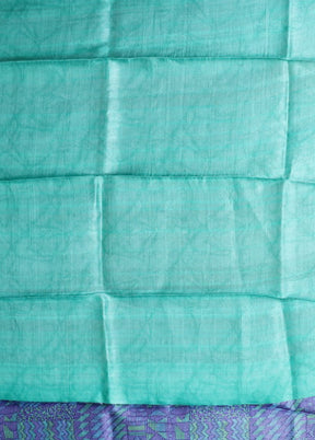 Blue Handloom Tussar Pure Silk Saree With Blouse Piece