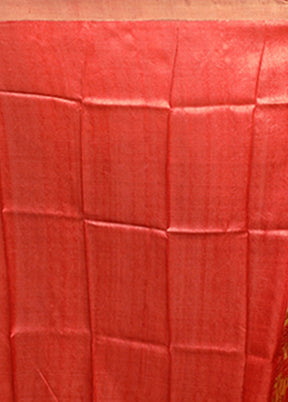 Yellow Handloom Tussar Pure Silk Saree With Blouse Piece