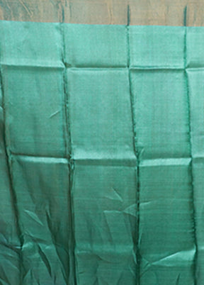 Green Handloom Tussar Pure Silk Saree With Blouse Piece
