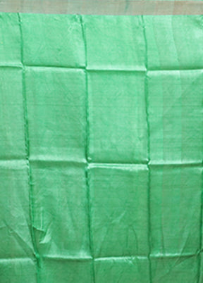 Green Handloom Tussar Pure Silk Saree With Blouse Piece