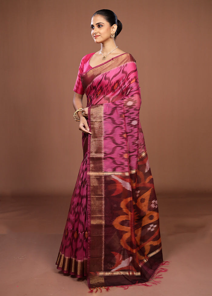 Purple Pure Cotton Saree With Blouse Piece