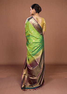 Green Kanjivaram Silk Saree With Blouse Piece
