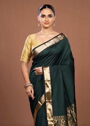 Green Kanjivaram Silk Saree With Blouse Piece