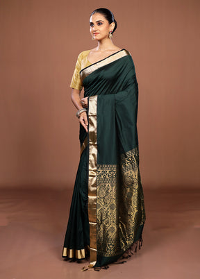 Green Kanjivaram Silk Saree With Blouse Piece