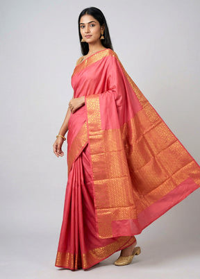 Red Kanjivaram Silk Saree With Blouse Piece