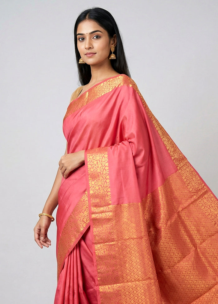 Red Kanjivaram Silk Saree With Blouse Piece