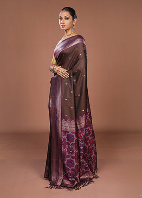 Maroon Dupion Silk Saree With Blouse Piece