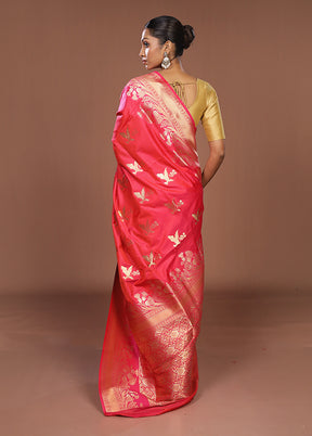 Pink Dupion Silk Saree With Blouse Piece
