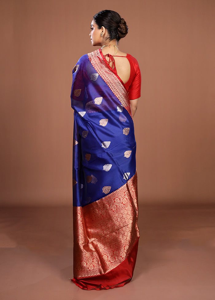 Blue Handloom Pure Organza Saree With Blouse Piece