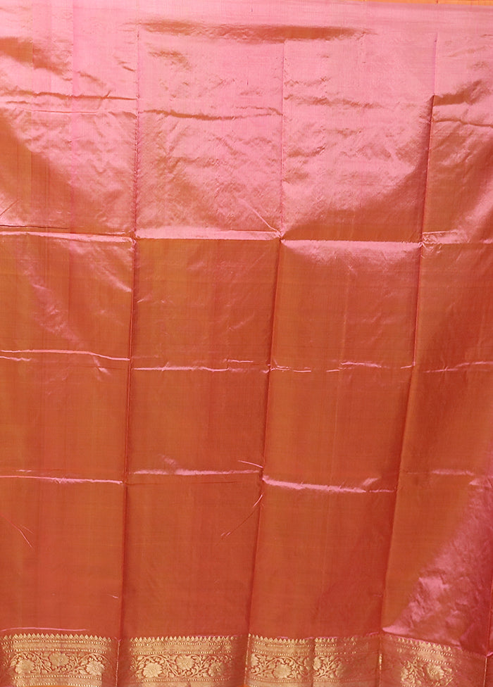 Pink Handloom Katan Pure Silk Saree With Blouse Piece