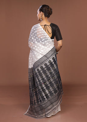 Black Jamdani Cotton Saree Without Blouse Piece