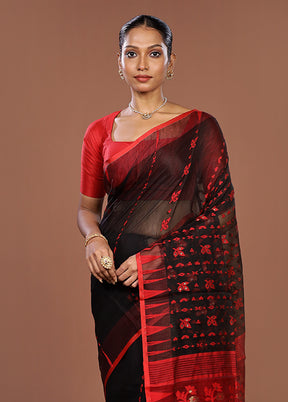 Red Jamdani Cotton Saree Without Blouse Piece