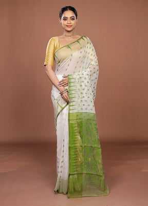Cream Jamdani Cotton Saree Without Blouse Piece