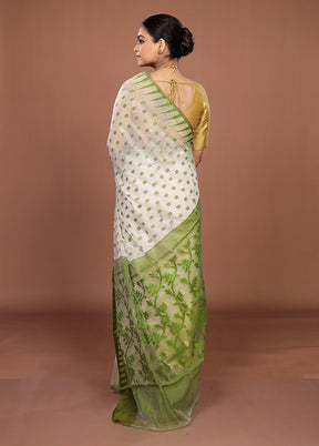 Cream Jamdani Cotton Saree Without Blouse Piece